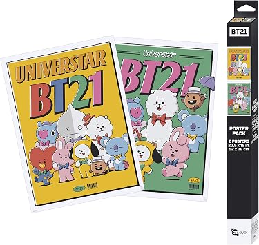 GB eye BT21 Set of 2 Chibi Posters BT21 Vintage Univertar 2 52 x 38 cm