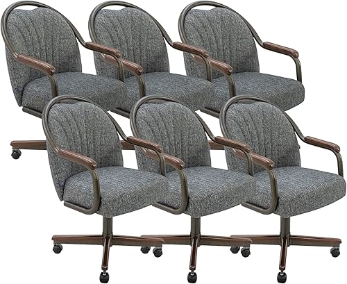 Miniatura 45 de Chromcraft Juego de 4 sillas de comedor de cocina, giratorias, sillas de comedor, sillas tapizadas de espuma viscoelástica con ruedas giratorias