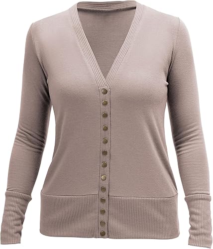 Miniatura 2 de VERABENDI Cárdigan de punto de manga larga con botones y cuello en V para mujer