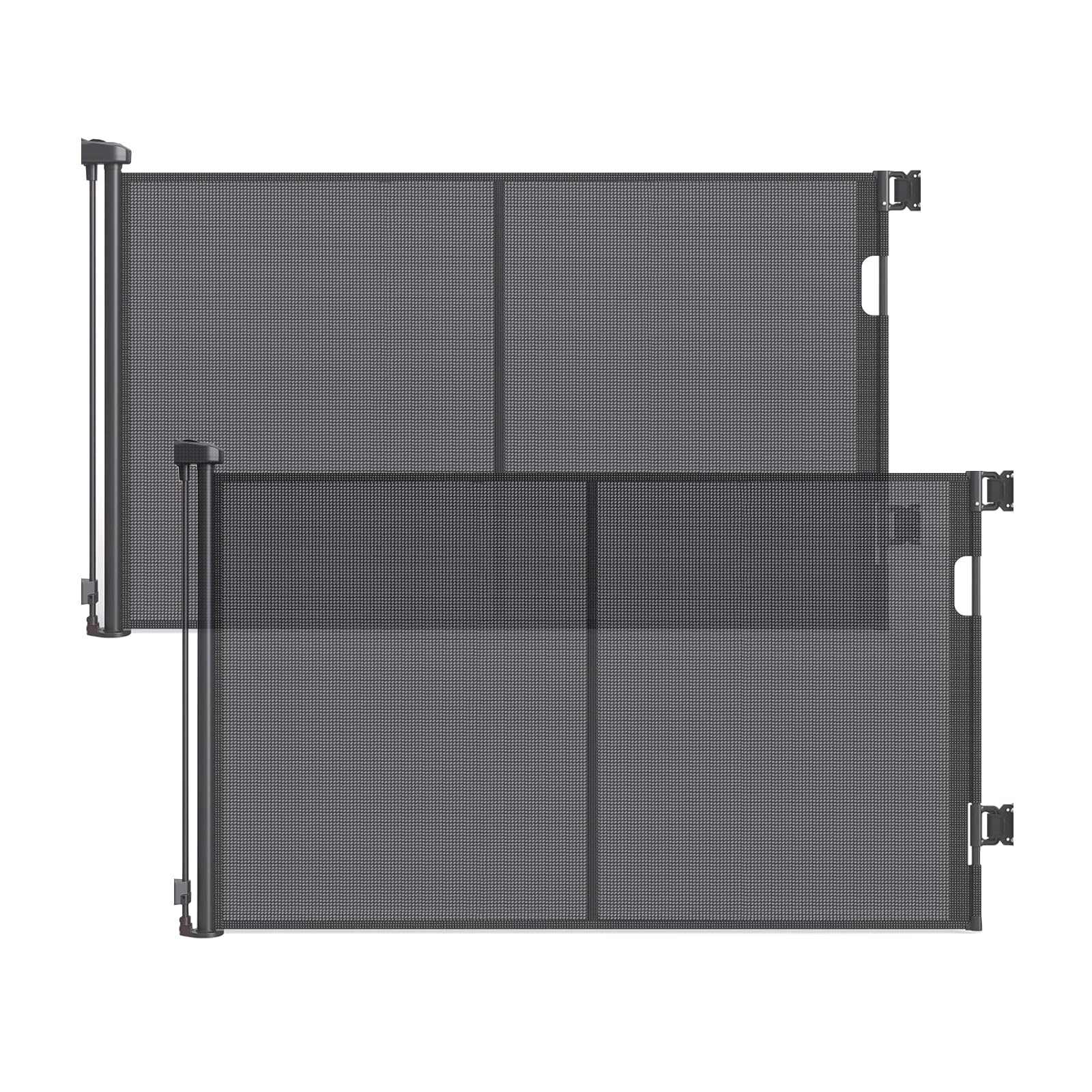 Photo 1 of 2 Pack Reinforced Retractable Baby Gates for Doorways, 60" Wide Retractable Dog Gate with Support Rods - Prevent Crawling Under, 5 Ft Wide Indoor Outdoor Retractable Gate Mesh Gate for Stairs, Black