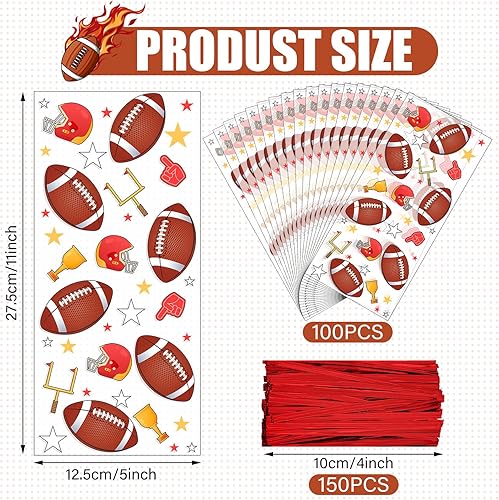 Miniatura 2 de Outus 100 bolsas de golosinas para fiesta de béisbol, bolsas de dulces de béisbol, bolsas de celofán de béisbol, bolsas de golosinas deportivas con