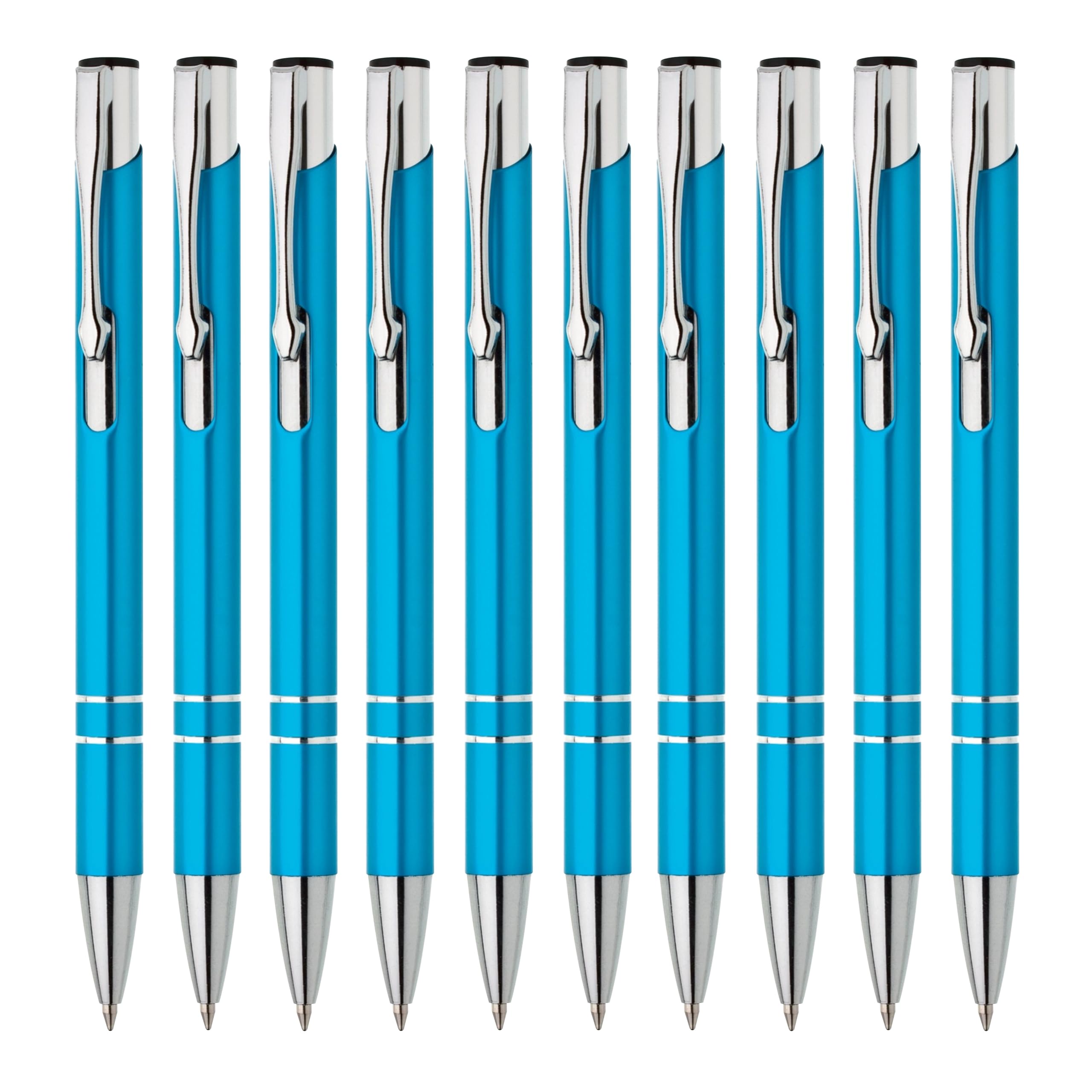 Lemina Metal Ballpoint Pens Set of 10 High-Quality Blue Ink Premium Ballpoint Pens for Office School and Home (Light Blue)