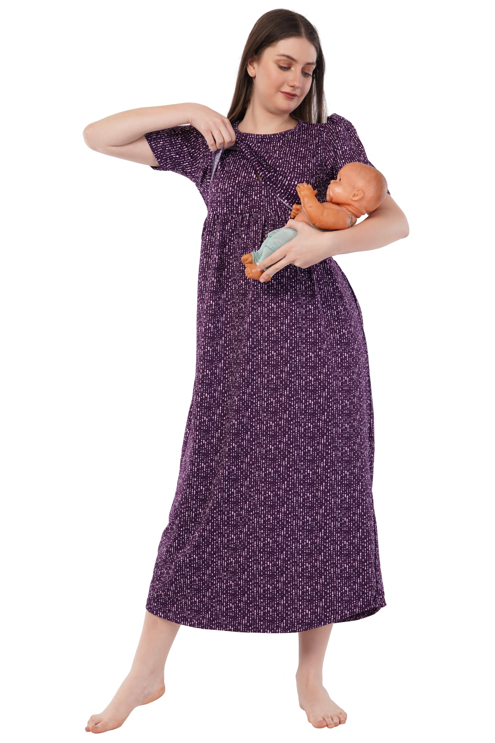 Women's Ribbon Premium Zipless Maternity & Nursing Dress – Soft, Comfortable, Breastfeeding-Friendly, Stylish Pregnancy Wear