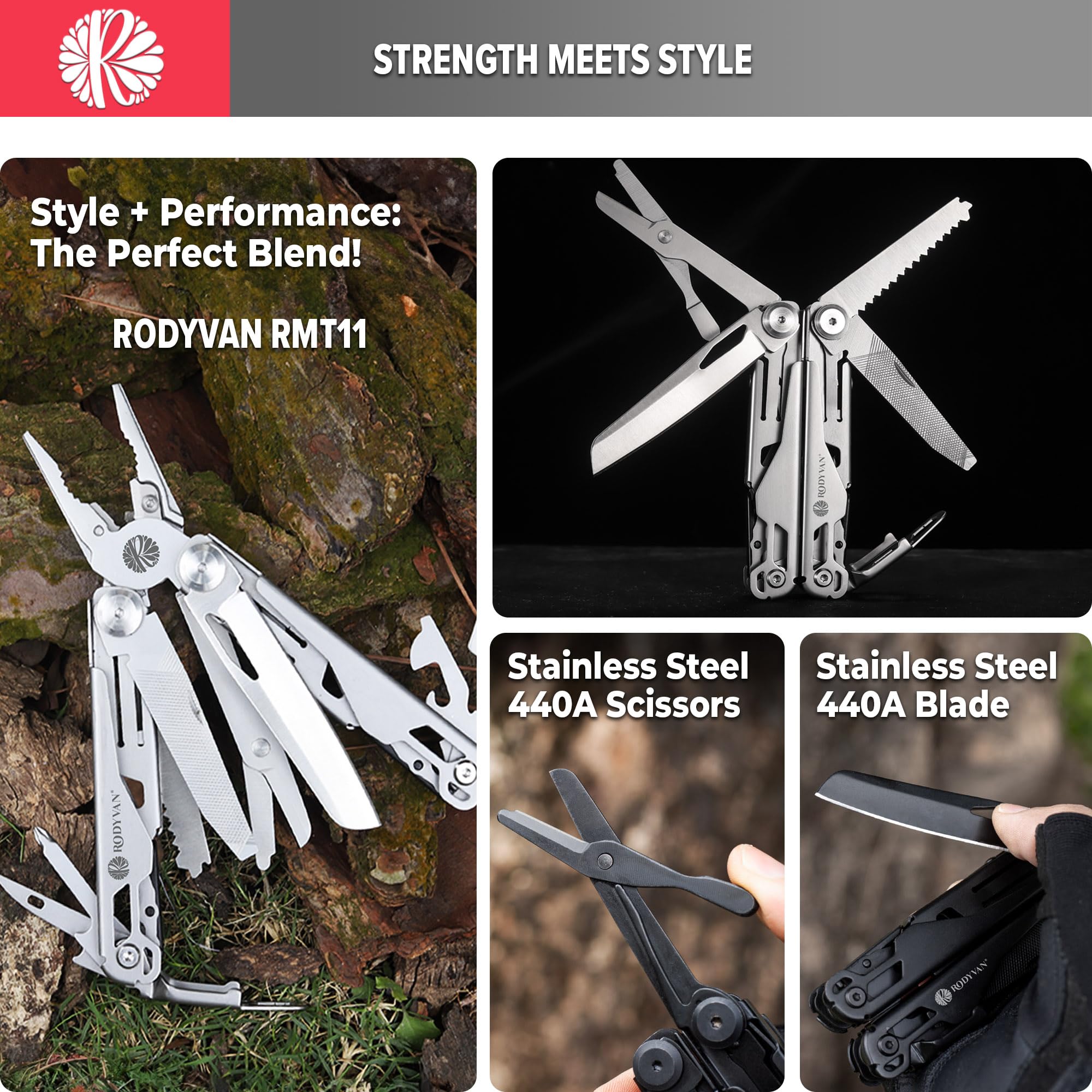 RODYVAN Multitools, 19-in-1 Stainless Steel Multi Tool Pliers with Scissors, Screwdriver Set, Bottle Opener - Image 4