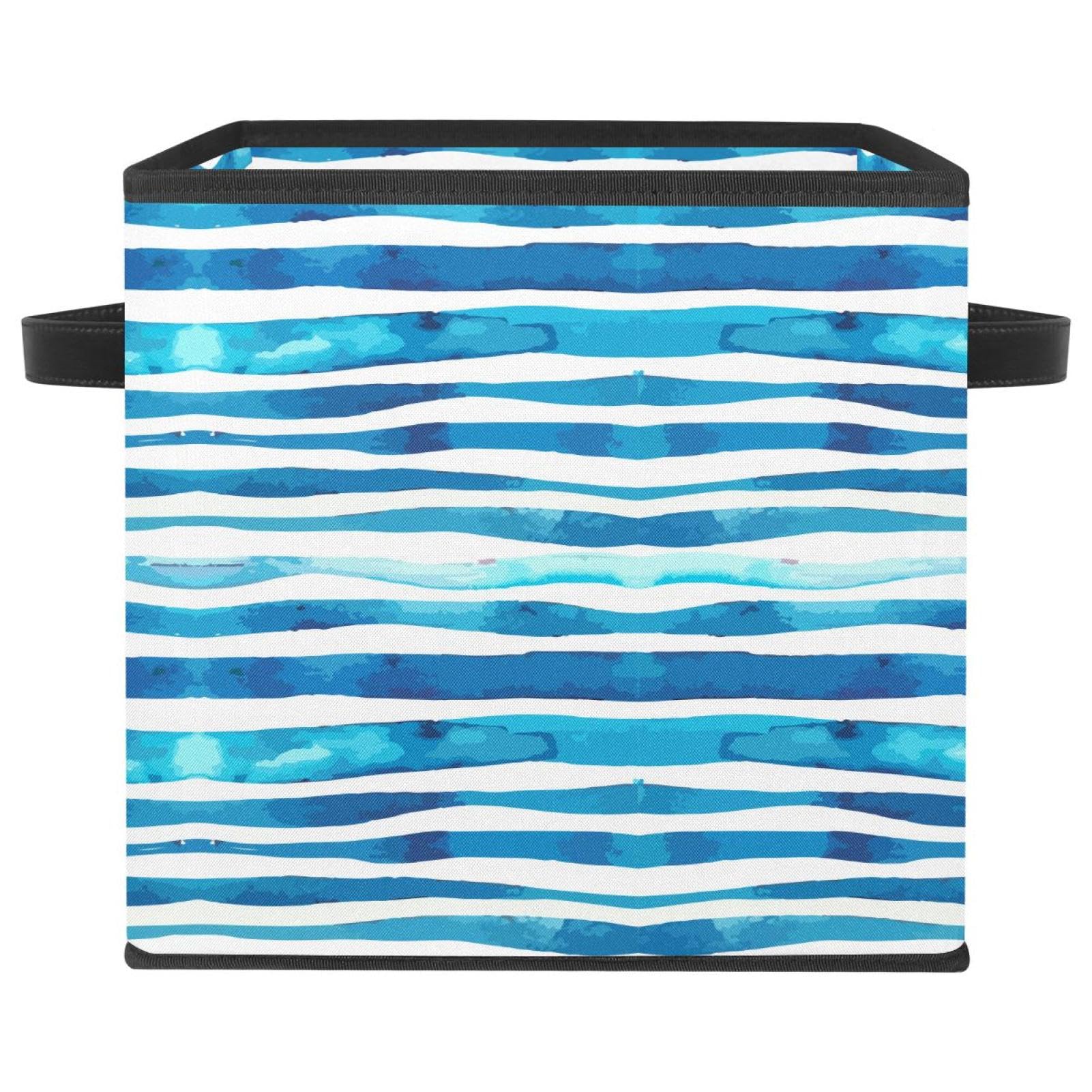 Boîte de rangement pliable en tissu cube bleu vague pour armoire et chambre