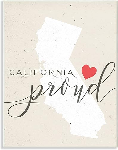 Miniatura 1 de Stupell Industries California Proud with Heart - Placa de pared de gran tamaño, multicolor
