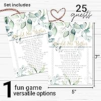 Vista 2 de Greenery - Juegos de despedida de soltera – 25 tarjetas – Quién conoce mejor a la novia y si prefiere – Diseños botánicos rústicos para recepción