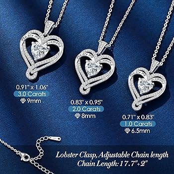 Seelove Moissanite Infinity Heart Pendant Necklace for Women