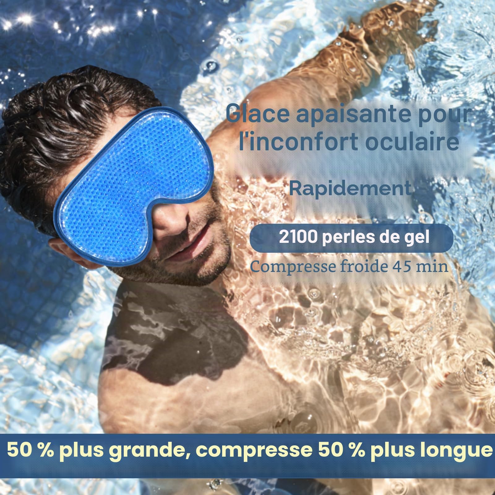 BeeVines Lot de 2 masques glacés en gel rafraîchissant pour yeux gonflés pour homme et femme, compression froide et chaude pour post-chirurgie, gonflements, allergies et migraines