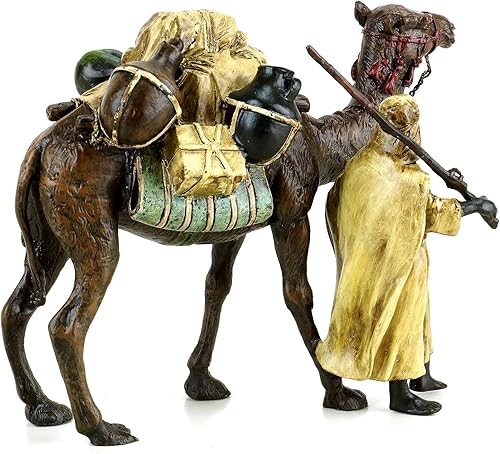 Miniatura 3 de Kunst & Ambiente Guerrero árabe con camello - Bronce de Viena - Estampado - Pintado a mano - Escultura beduina para la venta - Figura decorativa -