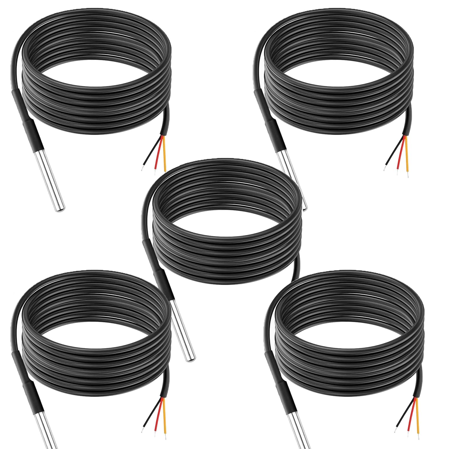 Diymore DS18B20 Temperature Sensors, 5pcs 10M Waterproof Digital Probes with Stainless Steel Cable for Arduino, Raspberry Pi & Shelly Projects
