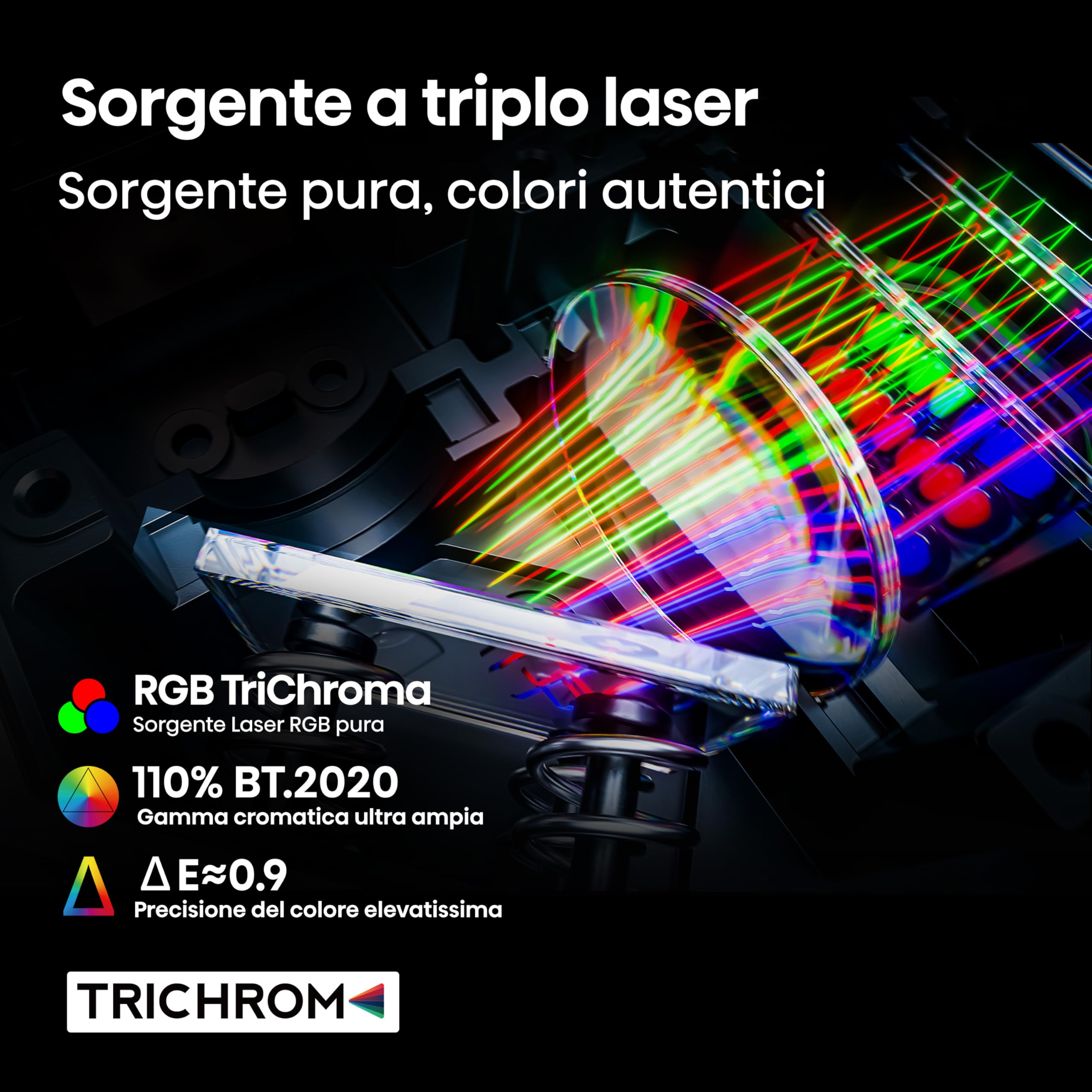 Hisense Proiettore Laser C3, Proietta immagini da 65 a 300" in 4K, 2500 ANSI lumen, Smart OS VIDAA, Risoluzione 4K, Teconologia a Triplo Laser, Zoom Ottico, Dolby Vision, HDR10+, Audio JBL 20W