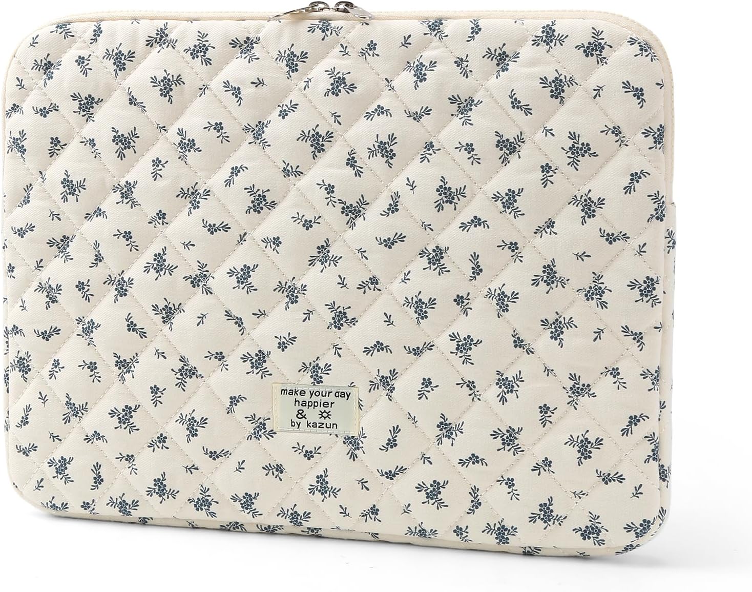 Puffy Laptop Sleeve 13-15.6 Inch Cute Quilted Laptop Protective Case Padded Floral Computer Sleeve for MacBook (A-Light Blue, 13 Inch) - Image 8