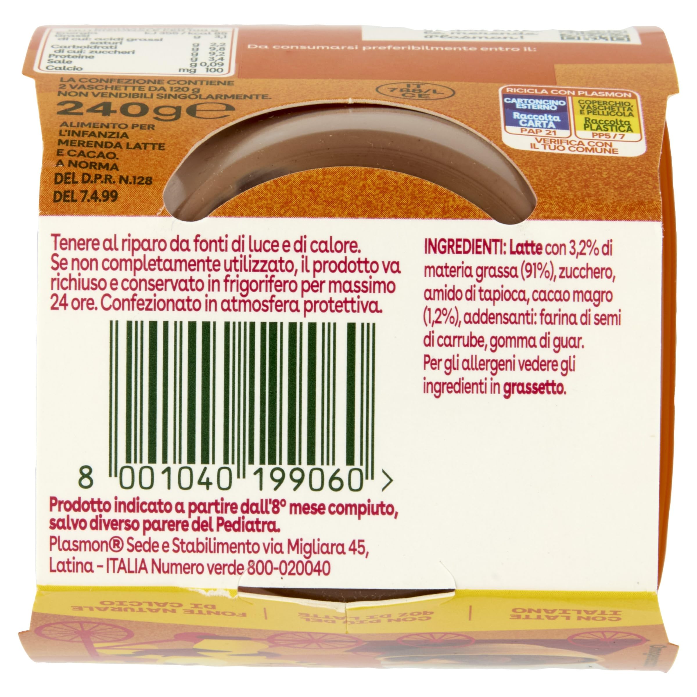 Plasmon Merenda Latte al Cacao 24x120g