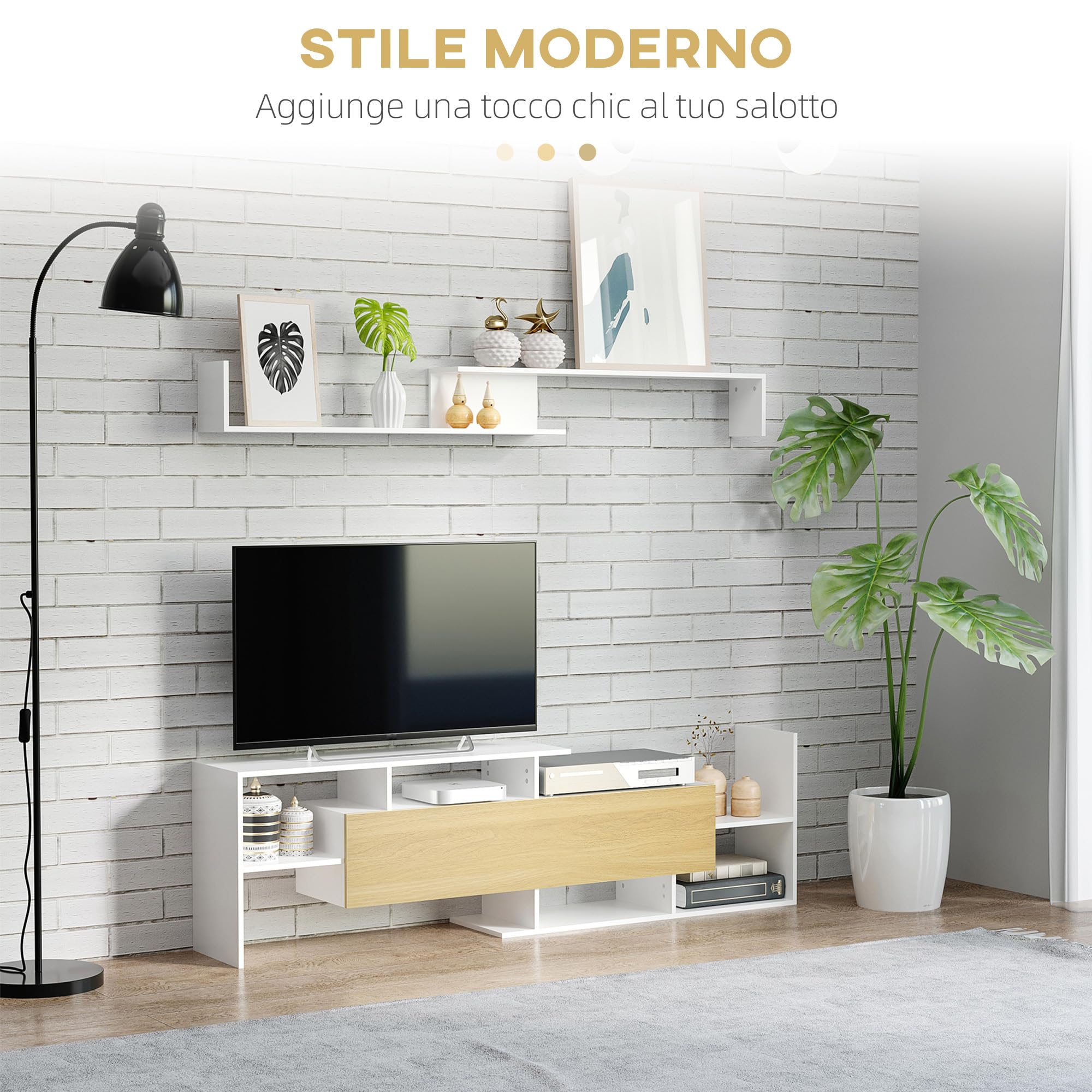 Leroy Merlin Mobili Tv WeHome Mobile TV Design Bianco 180X42X60