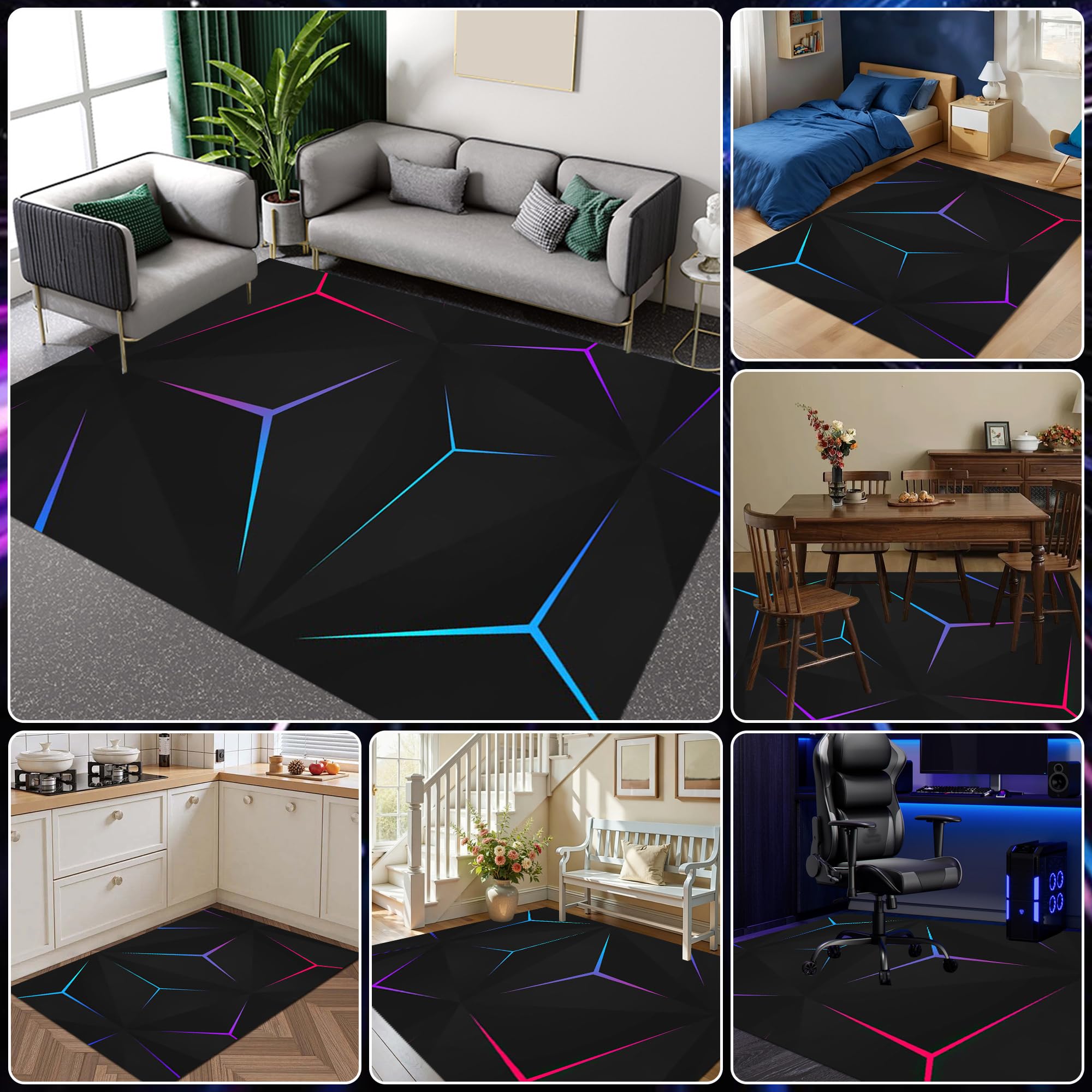 Tapis Chambre Garcon, Tapis Gamer Sol Chambre, Tapis Salon Lavable en Machine Antidérapant Grand pour Chambre Couloir Salle à Manger 120 x 180 cm
