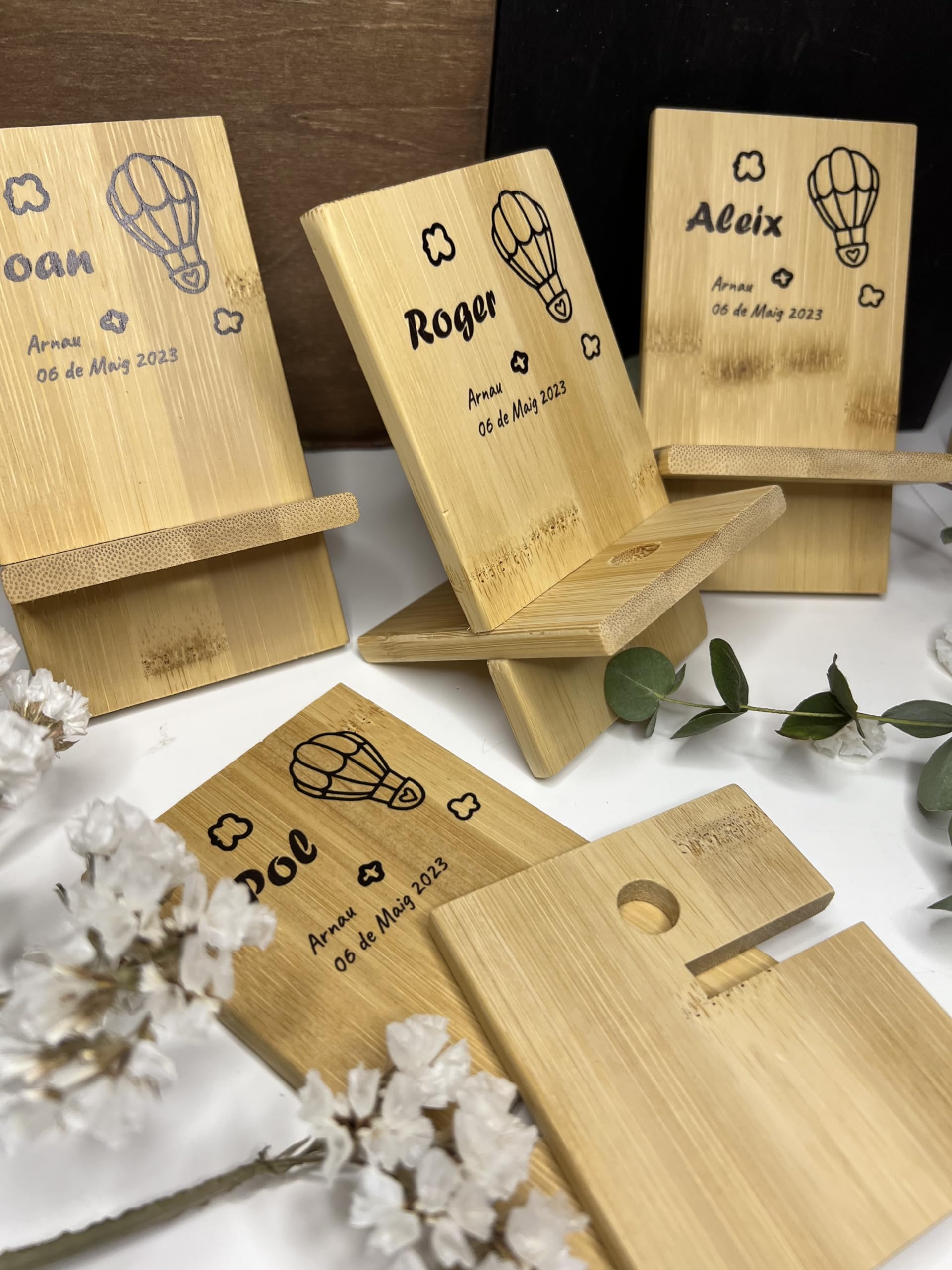 Uvimark | 10 Soportes Móvil de Mesa Personalizados | Detalles Boda | Detalles Bautizo | Detalles Comunión | Soporte Smartphone Universal
