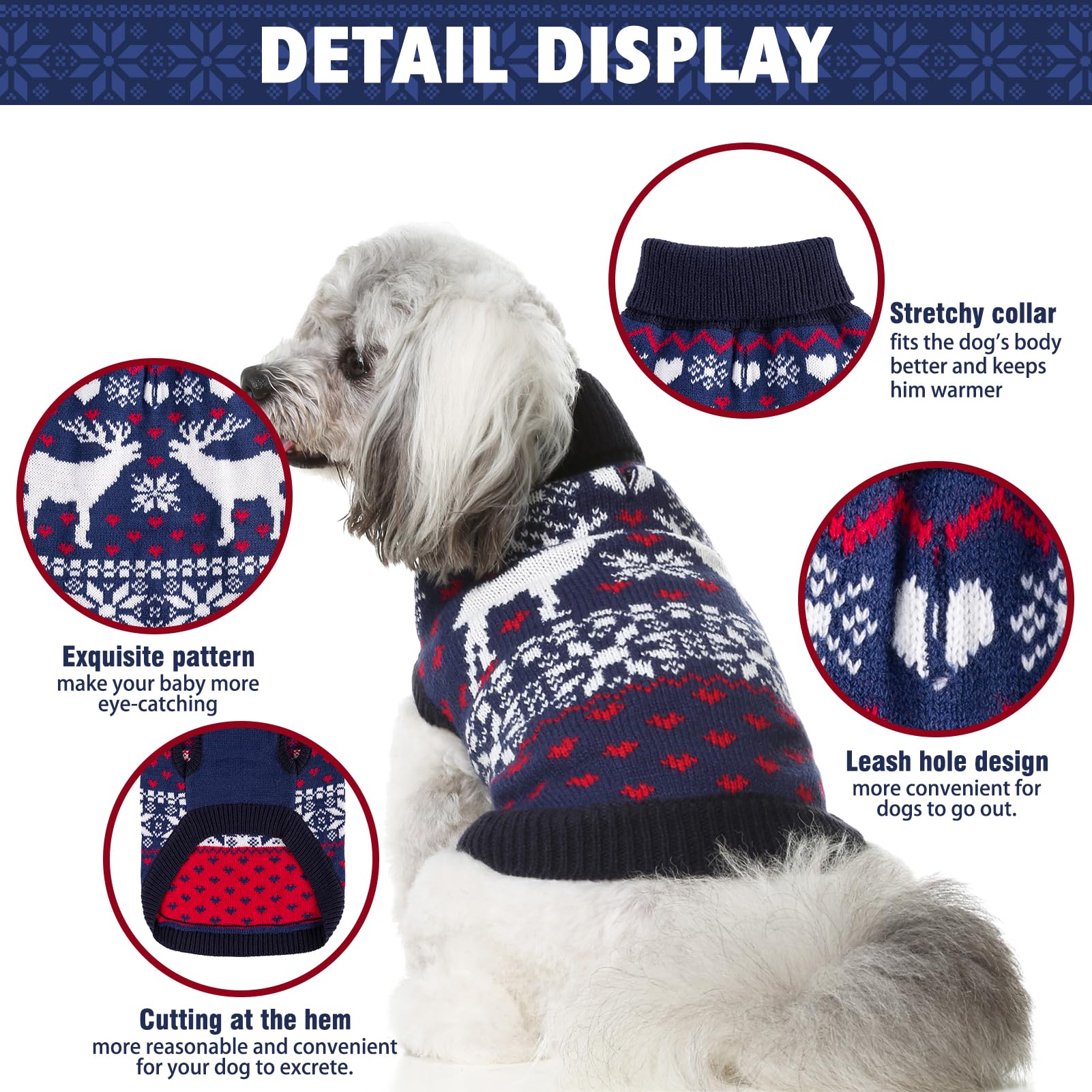 SCENEREAL Knitwear Hundepullover Winterkleidung – Weihnachtspullover für Hunde, warme Mäntel, klassisches Muster