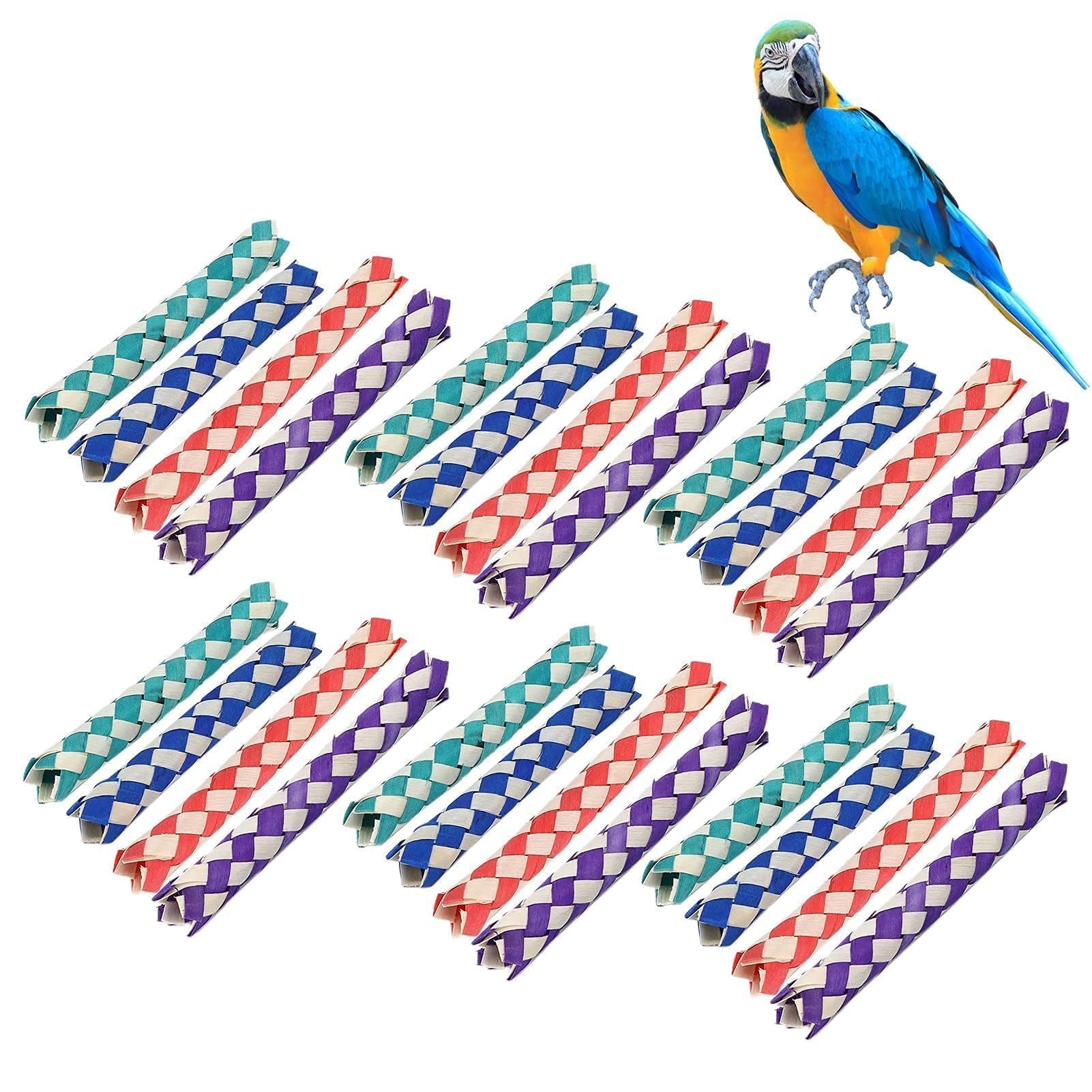 Colorful Classic Bamboo Chinese Finger Traps, 24pcs Chinese Finger Trap Bamboo Finger Traps 5.1in Bird Parrots Chew Toy Birds Foraging Toy Assorted Colors-image-35