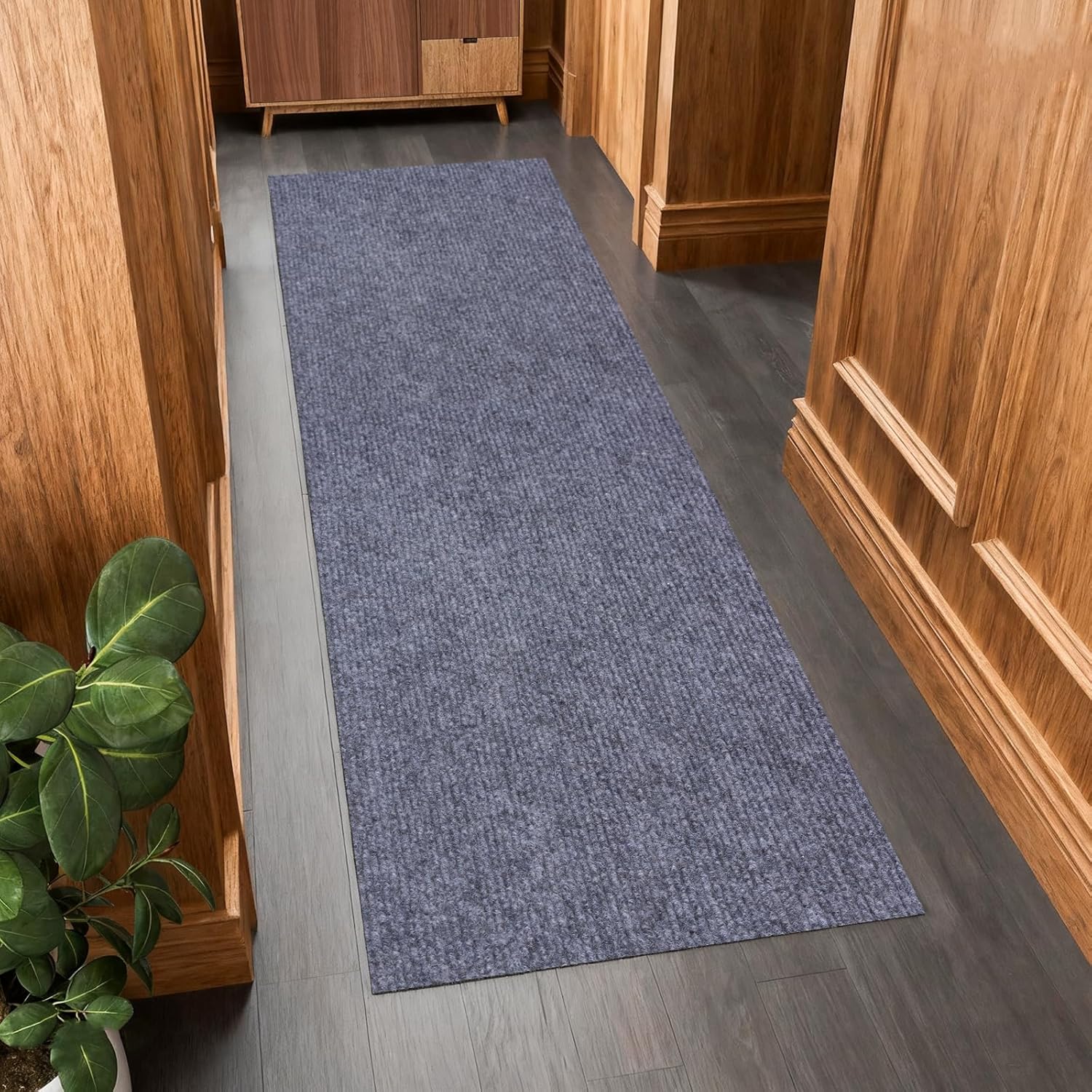 Outdoor Runner Rug 3 ft x 10 ft for Hallway with TPR Backing, Gray Fine Stripes Non-Slip Indoor Runner Rugs Suitable for Balcony, Kitchen, Patio, Garage, Deck, Stair and Entryway Areas