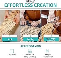 Vista 4 de Rollo de malla abierta de caña de ratán de 24 pulgadas de ancho para botes de silla, puertas de gabinete, cambios de imagen de muebles y proyectos