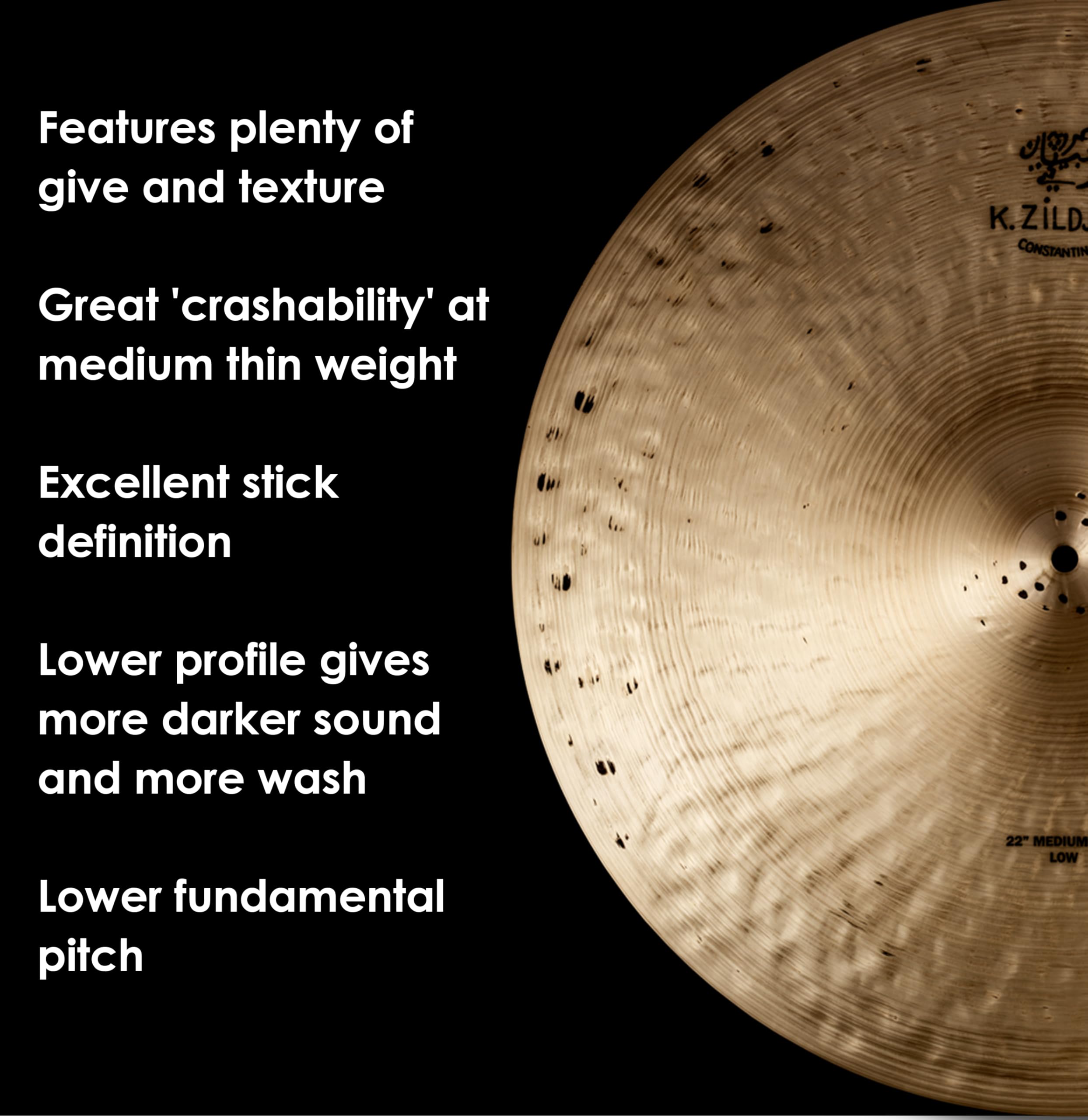 Zildjian K' Constantinople Ride 22", Medium Thin, Low - Piatto Ride
