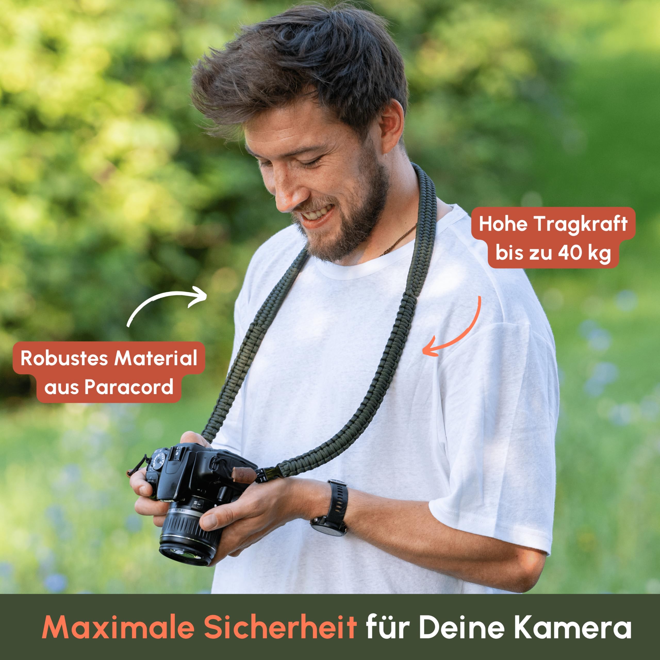 C-Rope Kameragurt THE TRAVELER, handgeflochten, Schnellverschluss, Paracord