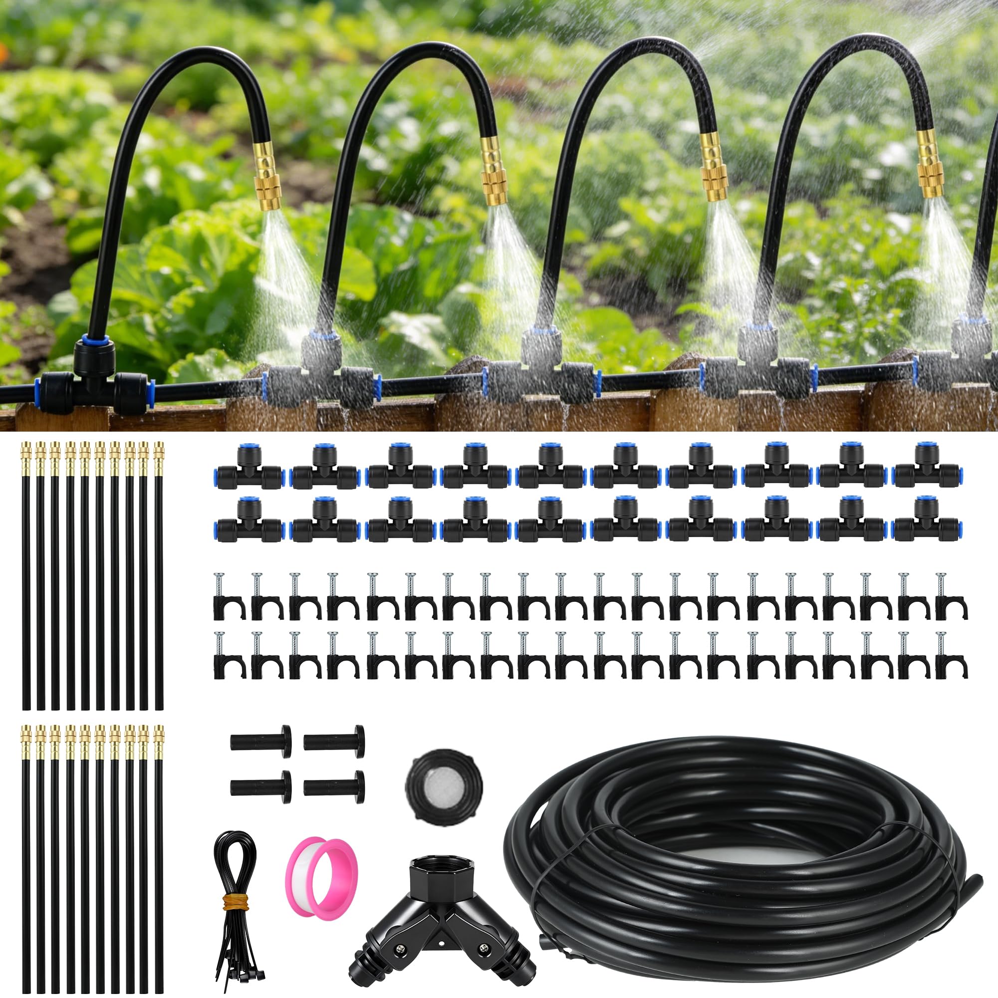 Tropfbewässerungssystem für Gartenbewässerung: Quick Connect Tubing Automatisches Sprinkler-Kit Einstellbare Nebelteile Wasserschlauch