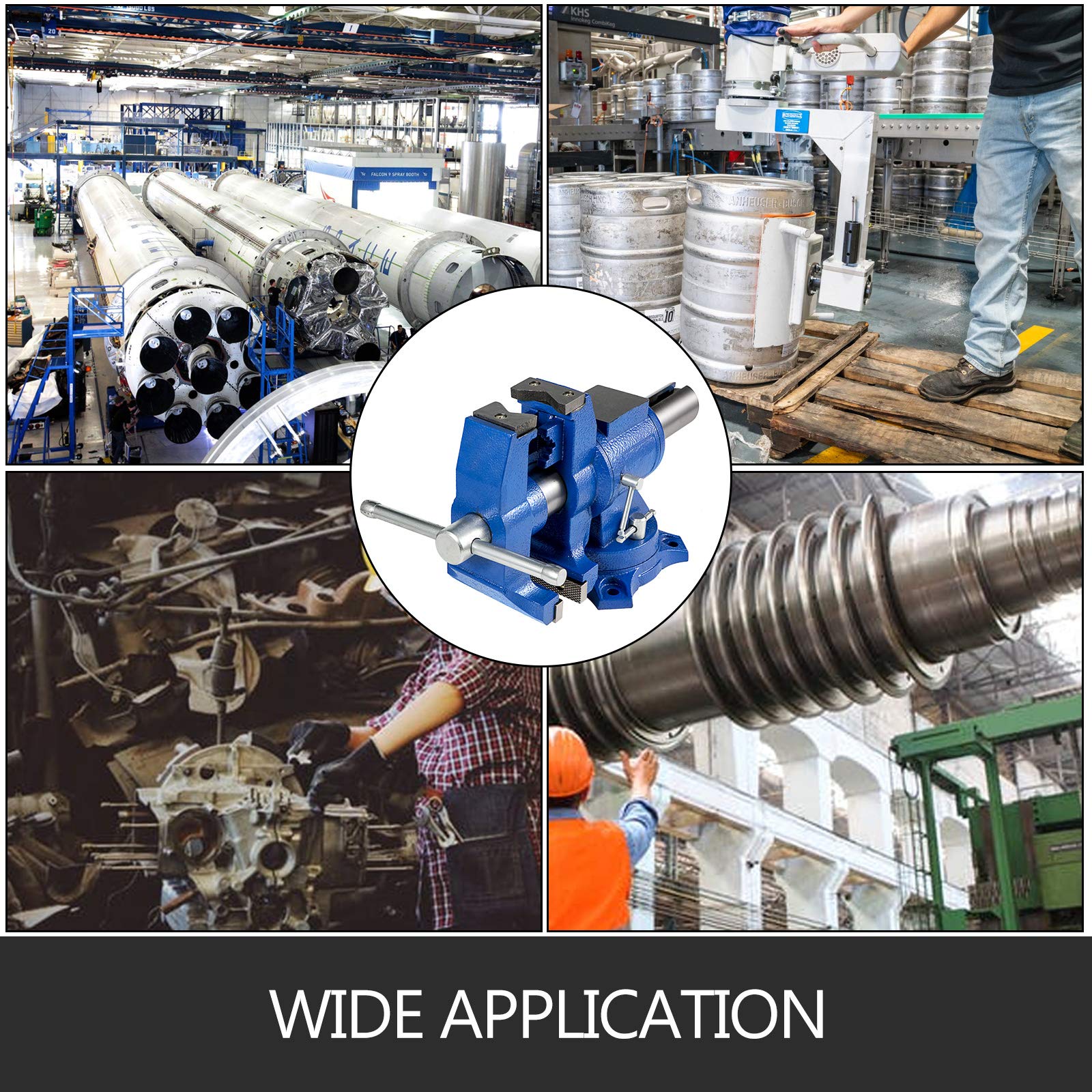 VEVOR Multifuncional Banco de Cabeza Giratoria de 360° 30KN Fuerza de agarre 3000KG para Procesamiento de Máquina y de Vicio de 6 Pulgadas con Base y Herramienta Tornillo de Banco, Industrial