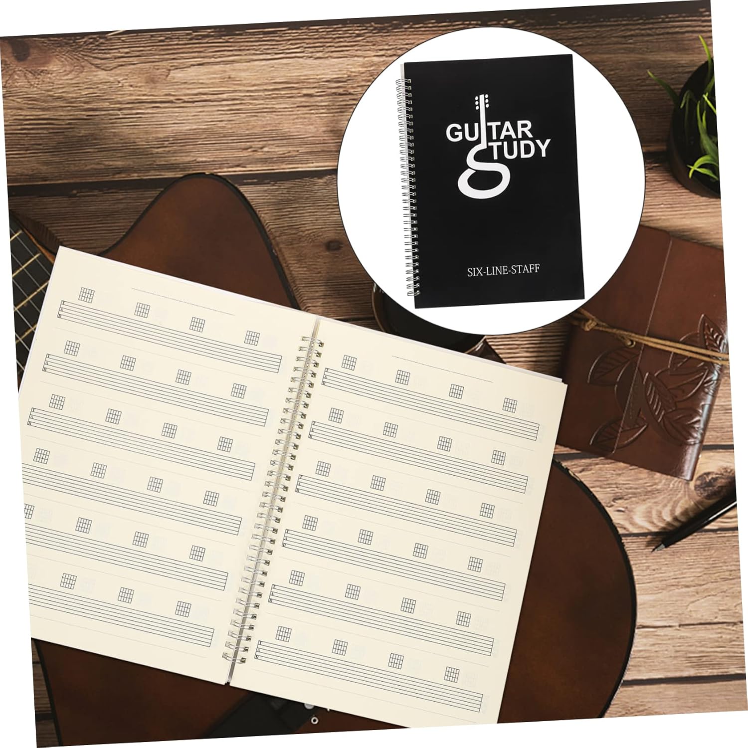 Guitar Six Line Staff Paper Notebook for Beginners, A4 Coil image 4
