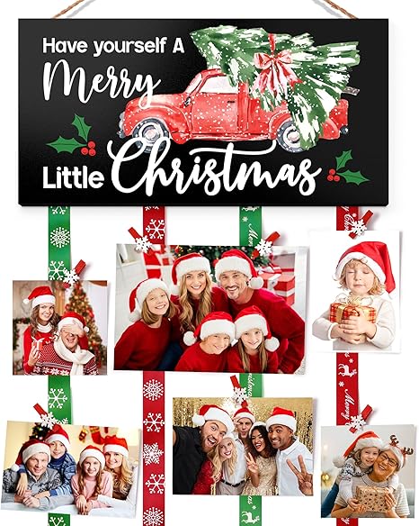 Amazon Co Jp クリスマスカードホルダー 写真フレーム コラージュ壁装飾 クリスマスカードディスプレイ ハンギングピクチャーボード フォトクリップ30個付き ギフトカードピクチャーホルダー ファームハウス メリークリスマス装飾 寝室 リビングルーム ホーム キッチン