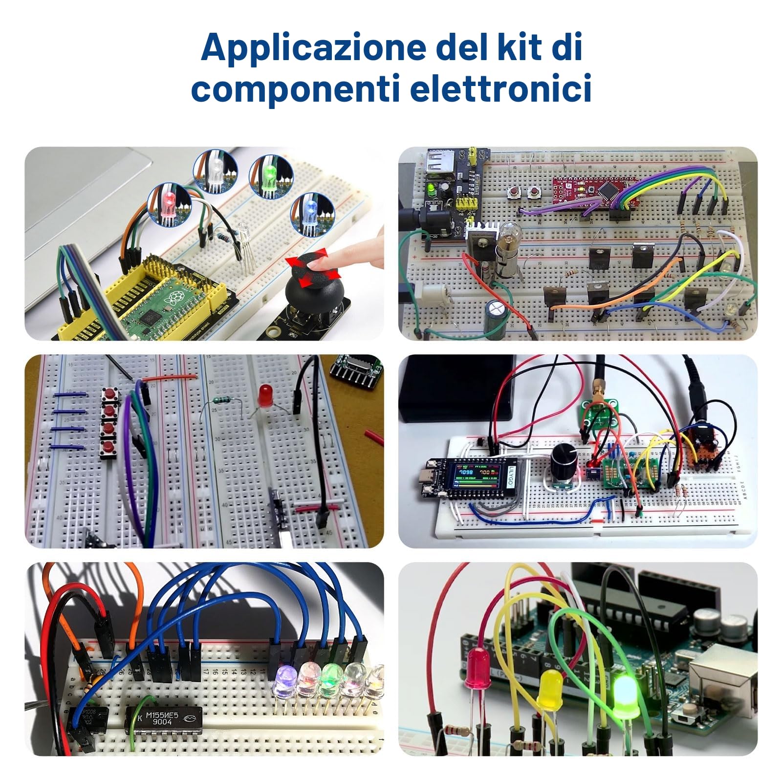 Starter kit per Componenti Elettronici con 830 fori Breadboard Transistor Resistenza Condensatori Cicalino LED Cavo Resistore LED Diversi Componenti Compatibile con Arduino con Raspberry Pi