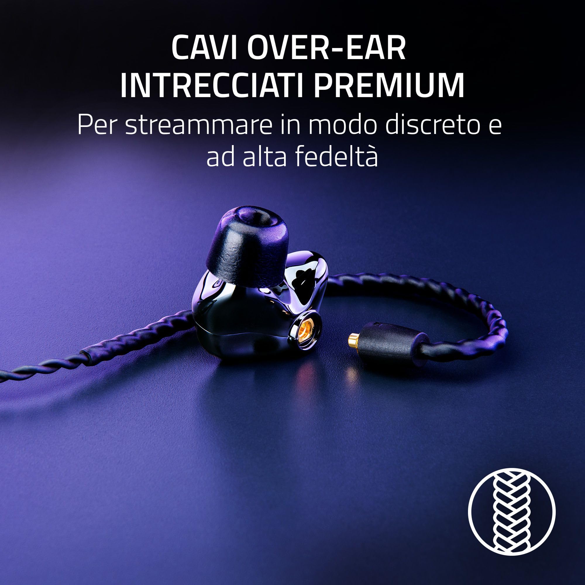 Razer Moray - In-ear monitor ergonomico per streammare tutto il giorno (Design acustico ibrido a doppio driver, Forma ergonomica a basso profilo, Isolamento passivo dal rumore avanzato) Negro