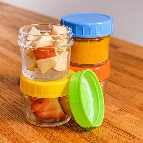 Miniatura 6 de Acorn Baby Juego de 12 tarros de cristal para bebé, coloridos recipientes de almacenamiento de alimentos para bebés de 4 onzas, aptos para