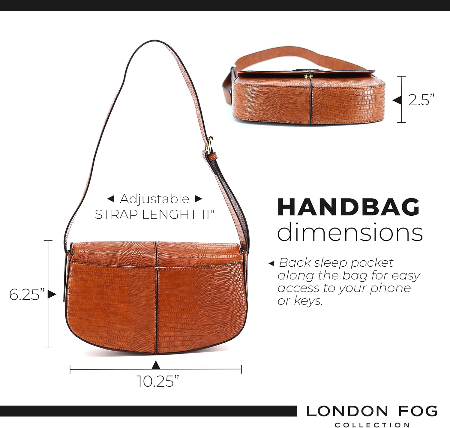 LONDON FOG ASTOR and IRIS Shoulder Bag for Women with Adjustable Strap