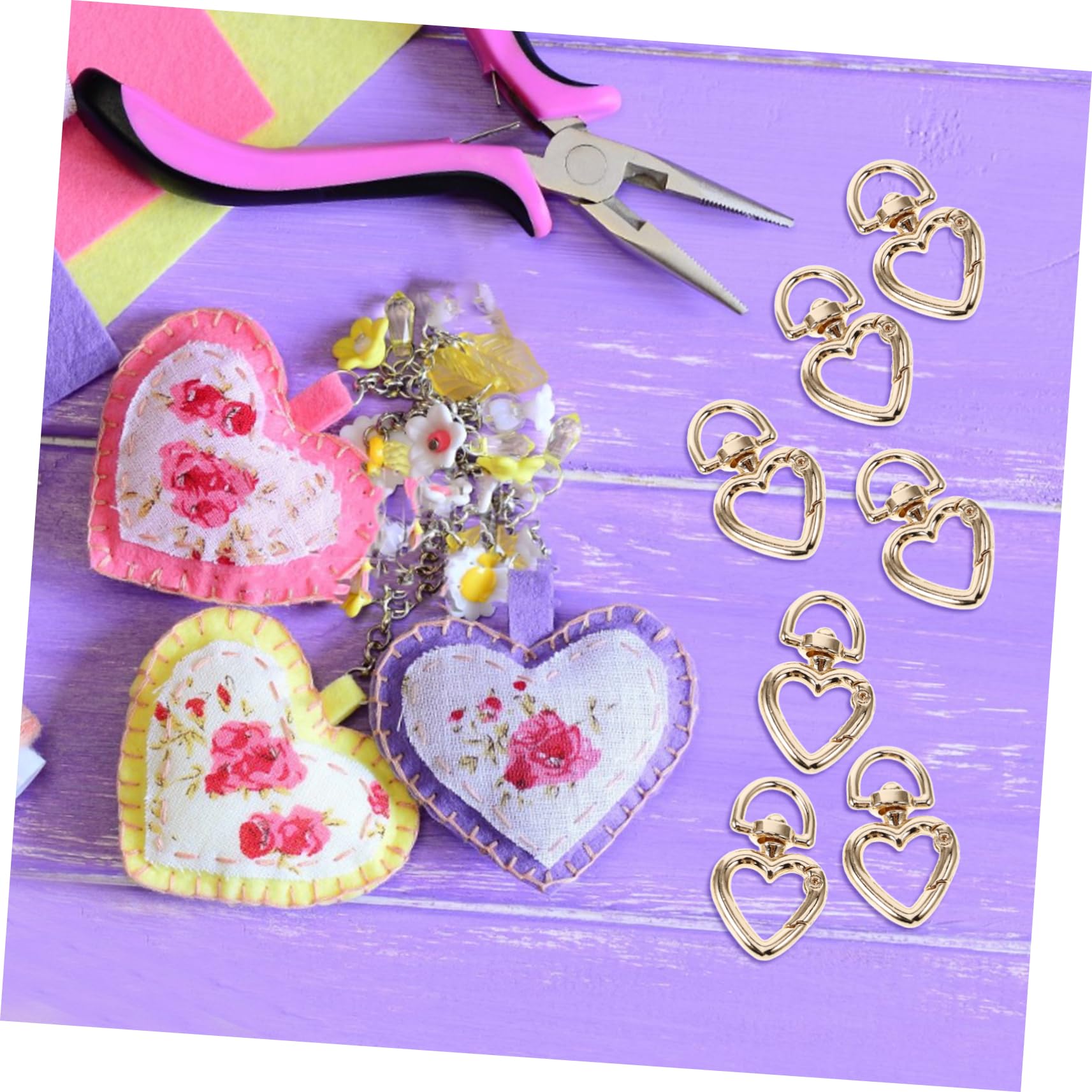 VILLCASE 50piezas Ganchos De Metal Forma De Corazón Mosquetones d Para Accesorios De Joyería y Bolsos Conectores De Clasp Para Manualidades