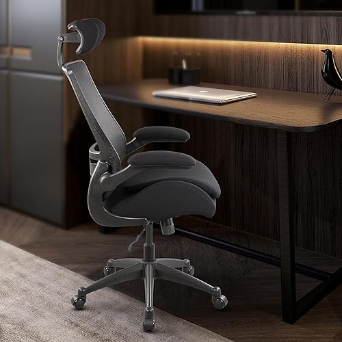 Miniatura 3 de BOLISS Silla ergonómica de escritorio de oficina con respaldo alto, reposacabezas ajustable, con brazos abatibles, cojín de espuma moldeada de doble