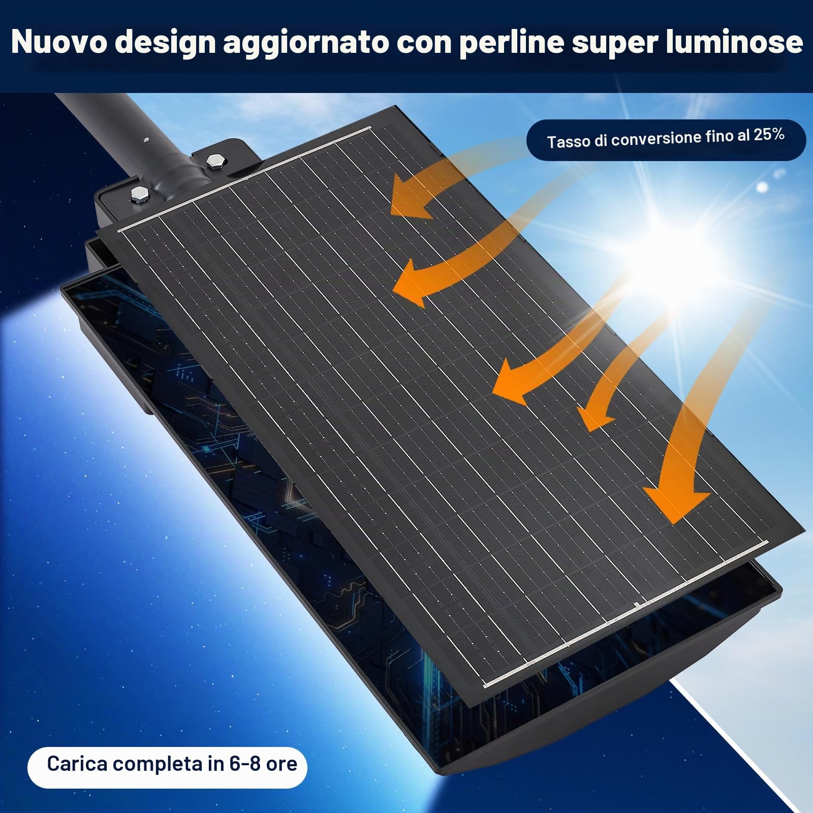 YACAISI 6000W Solar Street Light all'aperto, 8500K Super Bright Commercial Parking Lot Dusk to Dawn Waterproof Lights, LED Solar Security Motion Sensor Lamps per tribunale, garage, cortile, strada