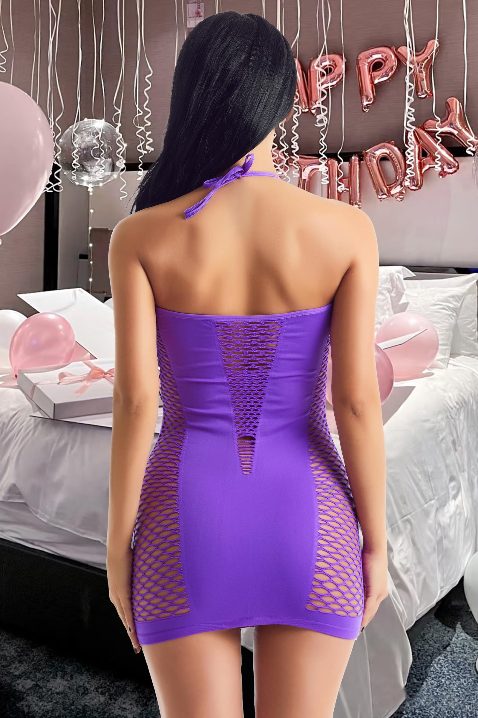 ADOREJOY Womens Lingerie Bodysuit Chemise Teddy Naughty Babydoll Nighty: Small Purple