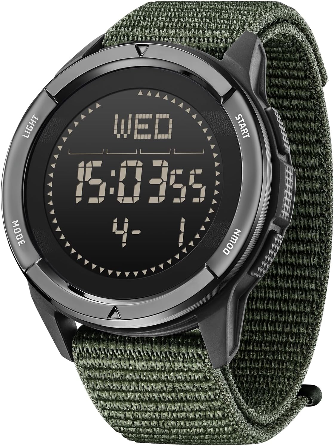 NORTH EDGE ALPS Tactical Outdoor Digital Sports Watch, 50M Waterproof, Compass, Pedometer, Calorie Counter, FSTN Display, Countdown Timer, Nylon Velcro Strap