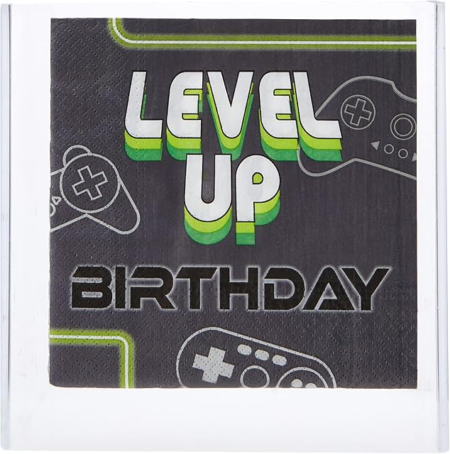 amscan Level Up Gamers 512948 - 55 Lot de 16 serviettes de table d'anniversaire 33 x 33 cm