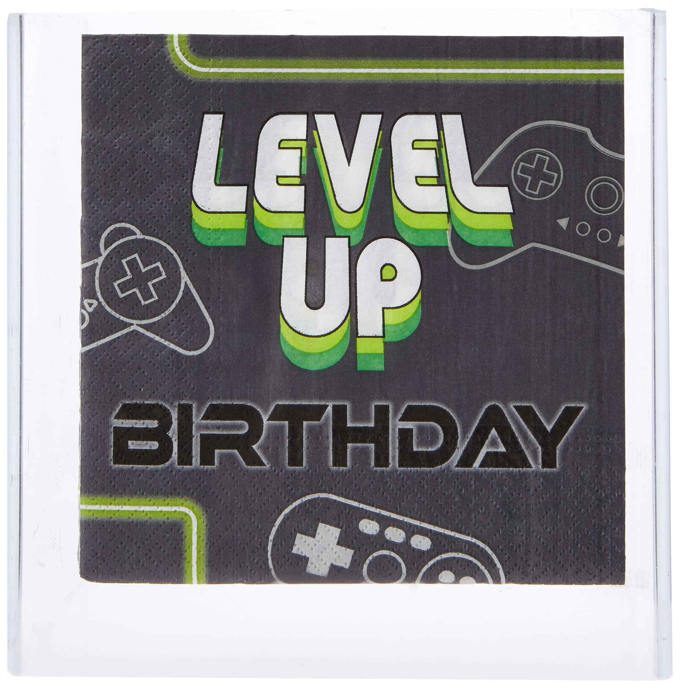 Amscan 512948-55 - Level Up Gamers Kids Birthday Party Luncheon Napkins - 16 Pack