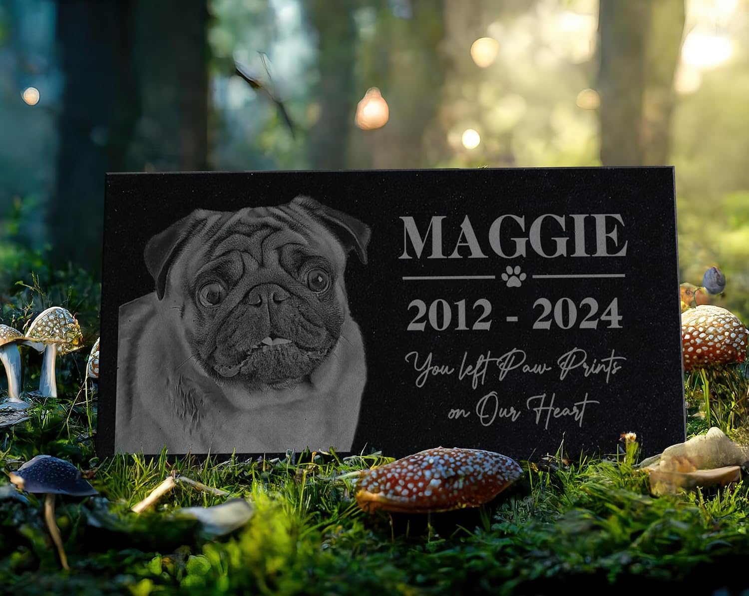 Custom Animal Memorial Stone with Picture, Personalized Pet Headstone, Engraved Animal Plaque, Dog Gravestone with Picture, Cat Remembrance Marker, Photo Animal Tombstone, Pet Memorial Garden Stone