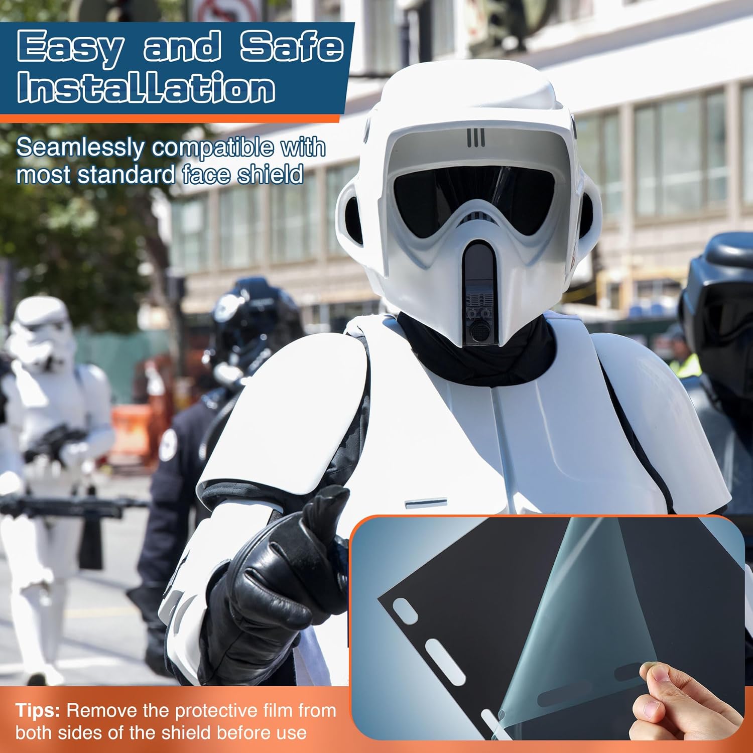 Saillong 1 Pcs Face Shield Replacement Lens Compatible with ERB 15151 8150 Tinted Full Face Shields, Grinding Cosplay (Black) - Image 4