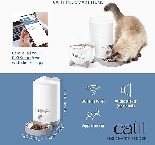 Miniatura 6 de Catit - Alimentador inteligente PIXI - Dispensador automático de alimentos para gatos - Comedero para mascotas con dispensador de alimentos secos,