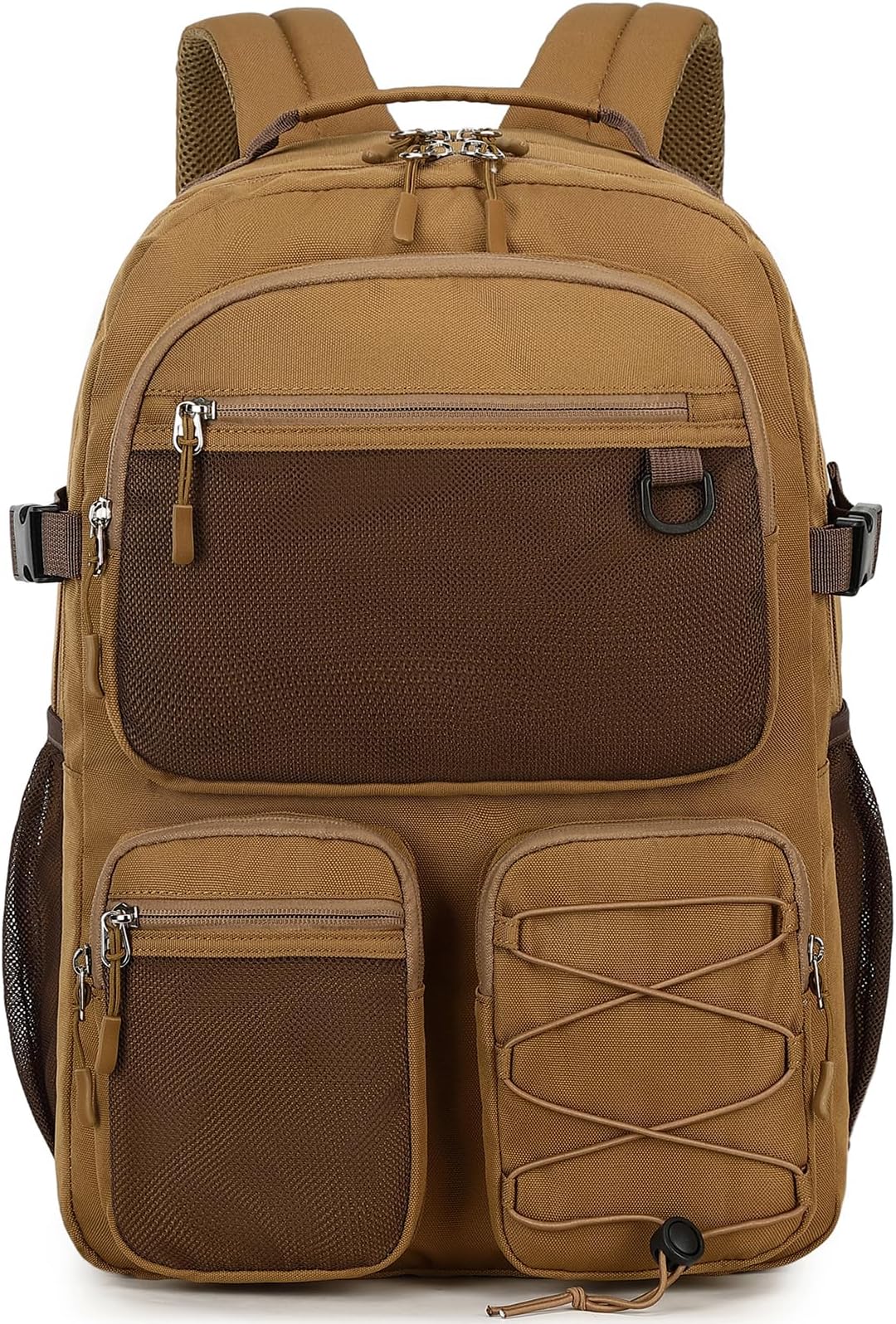 Lohol Water Resistant Daypack with Mulitiple Pockets for Travel Outdoor College, 15.6 inch Laptop Backpack for Men and Women (Brown)