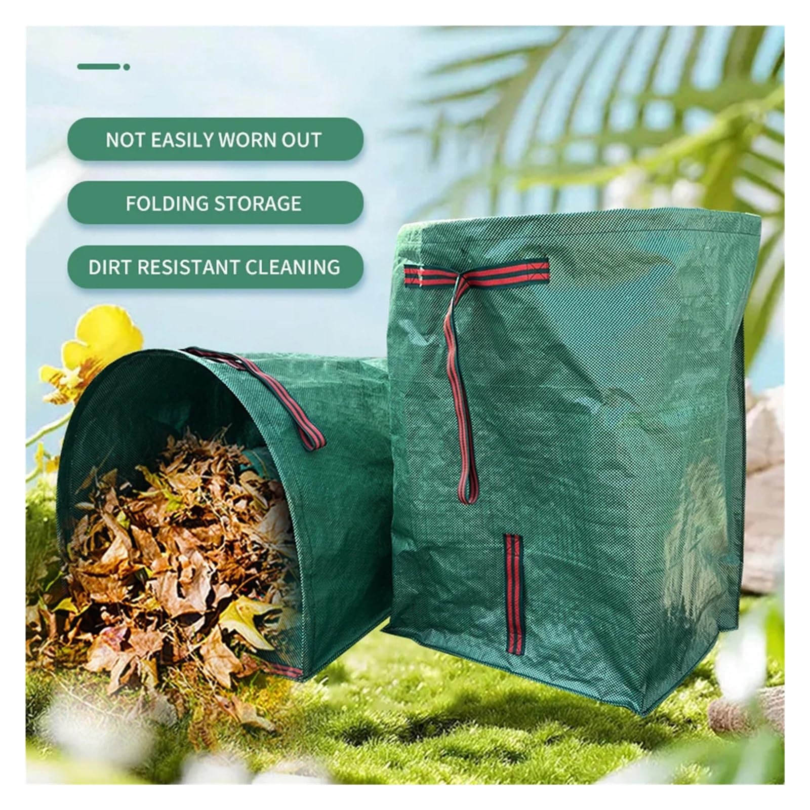 Saco Jardin Recogedor semicircular de maceta jardín Horizontal gran capacidad 270L for recoger malas hierbas y hojas, pala jardinería(270L 2PC plus gloves)