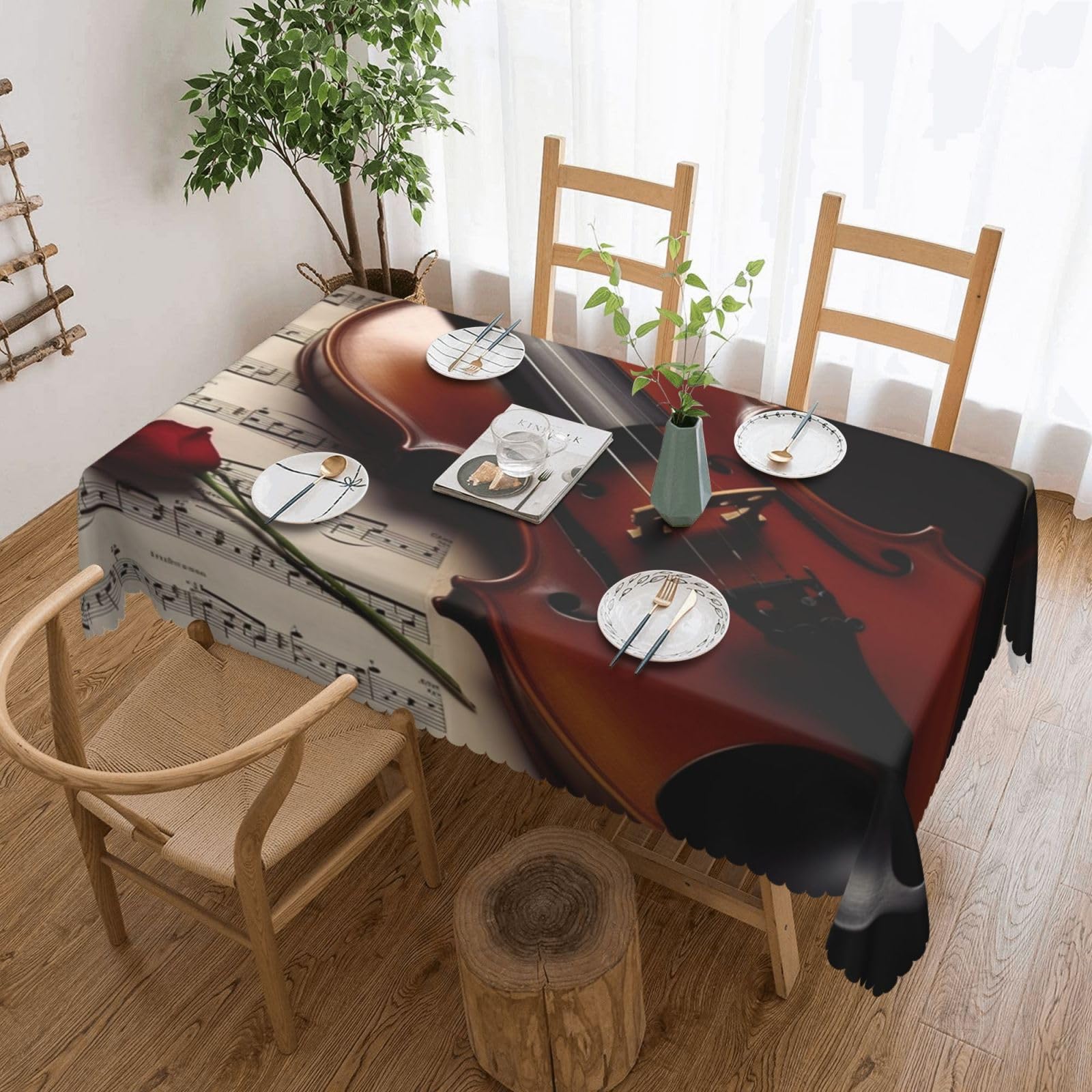 Nappe de table rectangulaire partition de violon pour des instants poétiques