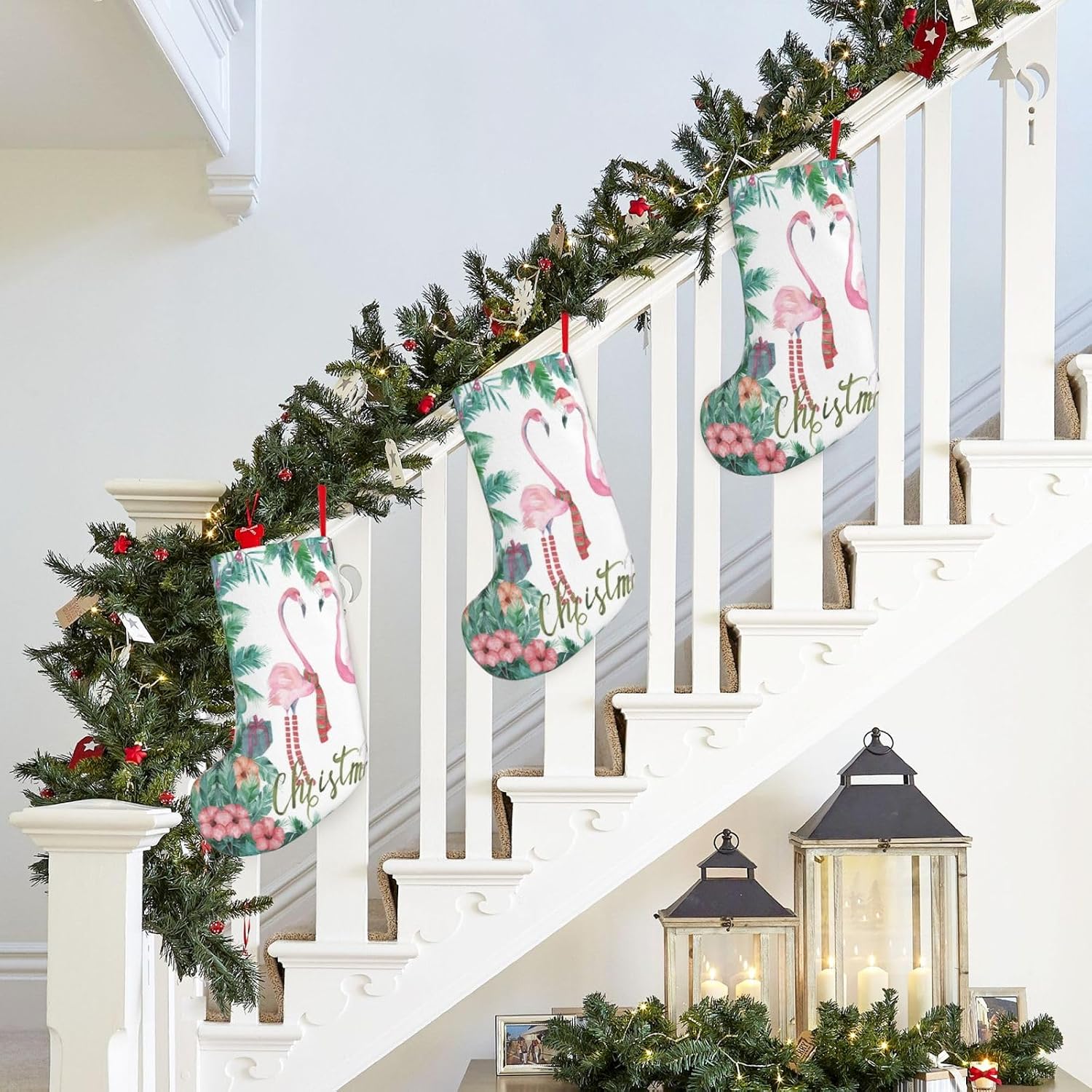 18 Inch Christmas Stockings Polyester Patchwork Xmas Gift Bag