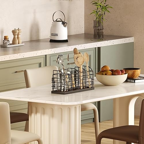 Miniatura 4 de Soporte grande para utensilios de cocina, montado en la pared con 4 compartimentos ajustables, organizador de cocina para encimera, despensa,